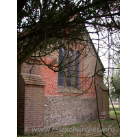 All Saints, Berners Roding Church – Exterior 3: An early C16 brick E window.