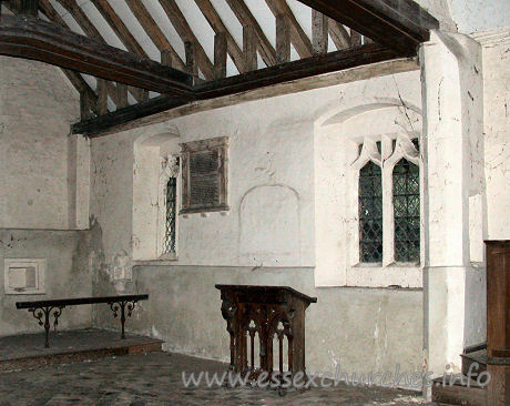 All Saints, Berners Roding Church – This view was made possible by a broken window. According to Andrew Barham's excellent book The Lost Parish Churches Of Essex, this church recently played host to a nesting barn owl, whose ferocity coupled with the stench of bird droppings discouraged all but the most intrepid visitors.