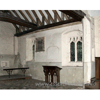 All Saints, Berners Roding Church – Interior 1: This view was made possible by a broken window. According to Andrew Barham's excellent book The Lost Parish Churches Of Essex, this church recently played host to a nesting barn owl, whose ferocity coupled with the stench of bird droppings discouraged all but the most intrepid visitors.