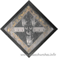 St Mary the Virgin, Stebbing Church – Hatchment 1: For Frances, widow of Arthur Batt. She died 23rd February 1744. Details taken from Hatchments in Britain: 6, Edited by Peter Summers
