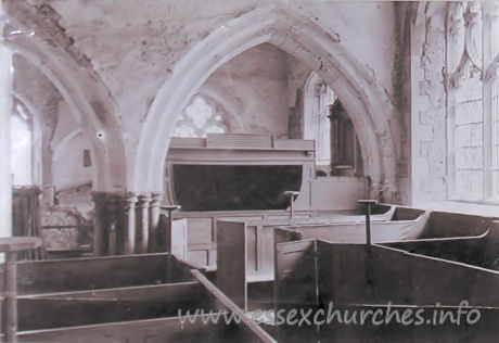 St Peter & St Paul, St Osyth Church – St Clere's Pew (called the Opera Box) Presented by Kathleen Norman, in loving memory of her father, Arthur Norman, who took the photographs before the last restoration - in 1900. From a photo on display in the church.