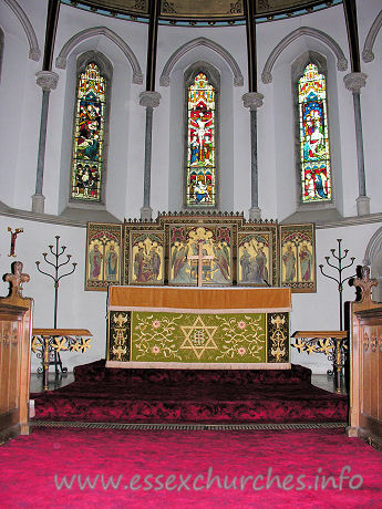 St Mary (New Church), Mistley Church – A very colourfully decorated chancel.