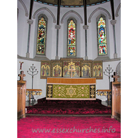 St Mary (New Church), Mistley Church – Interior 1: A very colourfully decorated chancel.