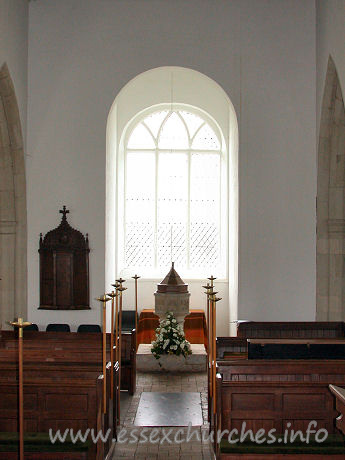 St Mary, Buttsbury Church – The nave arcades (just visible here), are of the late perpendicular style.