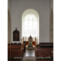 St Mary, Buttsbury Church – Interior 2: The nave arcades (just visible here), are of the late perpendicular style.