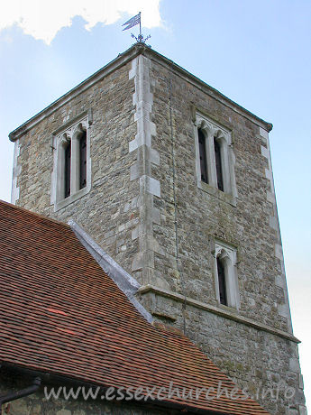 Holy Cross, Basildon Church – A rather plain, but elegantly simple C14 W tower. The weather vane is dated 1702.