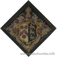 St John, Finchingfield Church – Hatchment 1: For Samuel Ruggles, who married Sarah English of Bocking and died 15 February 1828. Details taken from Hatchments in Britain: 6, Edited by Peter Summers