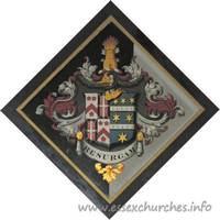 St John, Finchingfield Church – Hatchment 3: For John Ruggles-Brise, of Spains Hall, who married 1824, Catherine, daughter of John Haynes Harrison, of Copford Hall, and died 24 September 1852. Details taken from Hatchments in Britain: 6, Edited by Peter Summers