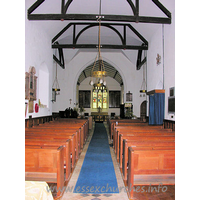 St Lawrence, Bradfield Church – Interior 1: Inside, St Lawrence allows one to forget about the cemented exterior. This full-length shot shows the true extent of the church.