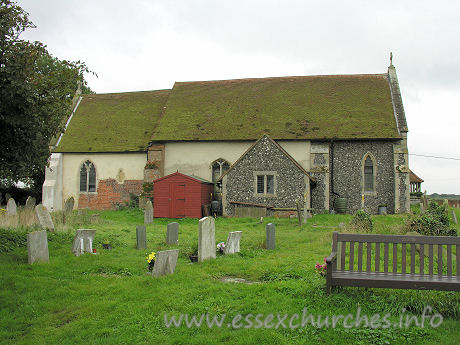 All Saints, Wrabness Church – All Saints from the N. Just visible to the right of the building is this church's crowning glory.