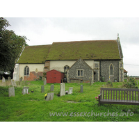 All Saints, Wrabness Church – Exterior 4: All Saints from the N. Just visible to the right of the building is this church's crowning glory.