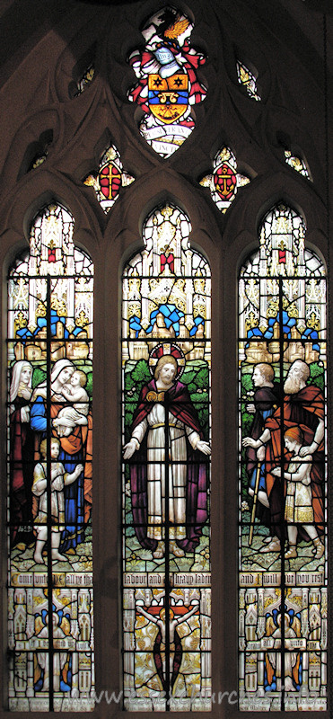 St James, West Tilbury Church – The W window, above the kitchen sink. What a pleasure to look at whilst washing up! "Come unto me all ye that labour and are heavy laden, and I will give you rest" To the Glory of God and in loving memory of George Richard Burness, Lord of the Manor of West Tilbury who died 17th January 1925 Aged 89. This window is dedicated by his son Walter Burness.