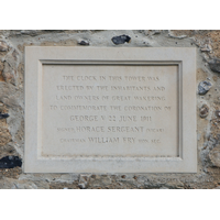 St Nicholas, Great Wakering Church – Exterior 14: The clock in this tower was erected by the inhabitants and land owners of Great Wakering, to commemorate the coronotaion of George V - 22 June 1911. === Signed Horace Sergeant (vicar) === Chairman William Fry Hon. Sec.