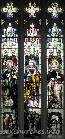 St Mary the Virgin, Great Bardfield Church – The E window of the S chapel. The Three Apostles St James, St Peter and St John.