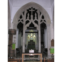 St Mary the Virgin, Great Bardfield Church – Interior 3: The screen is in the perpendicular style dating it, later than Stebbing, to the latter half of the C14.