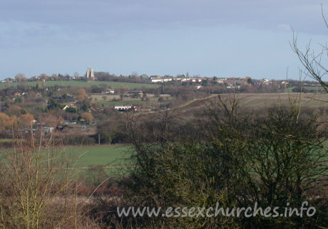 St Andrew, Ashingdon Church – This image shows the view across to Canewdon church, which is almost exactly two miles as the crow flies.