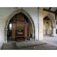 St John the Baptist, Mucking Church – Interior 8: The organ in the arcade seperating the chancel and S chapel.