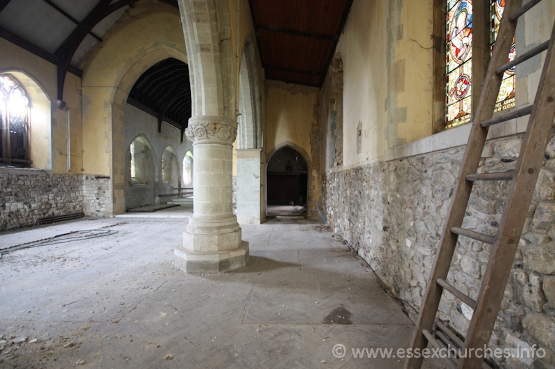 St John the Baptist, Mucking Church – Looking eastwards along the S aisle.