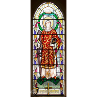 St Laurence & All Saints, Eastwood Church – Stained Glass 3: Window in S wall, depicting St Laurence.