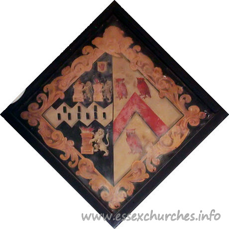 St Michael, Theydon Mount Church – This hatchment is for Elizabeth Wood d.1748, 2nd wife of Sir Edward Smyth 3rd Bt.