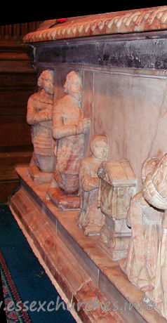 St Michael, Theydon Mount Church – ... at the bottom, however, are seven kneeling figures of Sir William's children, three sons ...