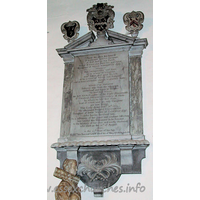 St Michael, Theydon Mount Church – Monument 8: Near this place lies interred Sr EDWARD SMYTH Baronet of Hill Hall in this Parish Son of Sr EDWARD SMYTH and JANE Daughter of PETER VANDEPUT Esqr Whom His Contemporaries well knew to be a man of Integrity, strict Justice and good Morals, to be a lover of Virtue and Religion and to have resolution enough to practice them: And Whose true character posterity may from this Inscription understand and learn to Imitate. He had two Wives. The first ANN, Daughter of the Right Honourable Sr CHARLES HEDGES Secretary of State, by whom he had five Sons, four of which and an only Daughter are now living: This Lady dying Octbr 18th 1719, He afterward Married ELIZABETH Daugther of JOHN WOOD of LONDON Esqr., who having survivied him, As a testimony of her great and constant Affection, has caused this Monument to be Erected to the Memory of her dear and worthy Husband, who died on the 16th of August 1744 in the 59th Year of his Age ELIZth, his Second LADY Died 23 of May 1748 Aged 57