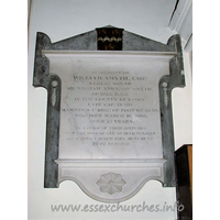 St Michael, Theydon Mount Church – Monument 12: In memory of WILLIAM SMYTH, ESQR. eldest son of Sir WIlliam and Lady Smyth, of Hill Hall in the county of Essex Late Cap. in His Majesty's 1st Regt of Foot Guards, who died March 16th 1803, Aged 23 Years. As a proof of their affection for the loss of one so much beloved they have caused this monument to be erected