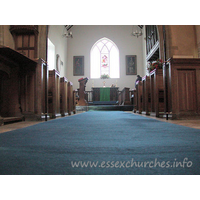 St Giles, Mountnessing Church – Interior 1: Looking through the nave towards the chancel.