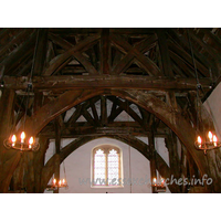 St Giles, Mountnessing Church – Interior 4: A view of the belfry interior, which stands as an independent timber structure.