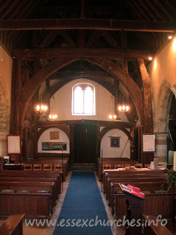 St Giles, Mountnessing Church – Looking west from the chancel.