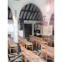 St Nicholas, Rawreth Church – Interior 1: Although keyholder information was given for this church, I was unable to get any response. These shots through the window were the best interior views I could therefore get.