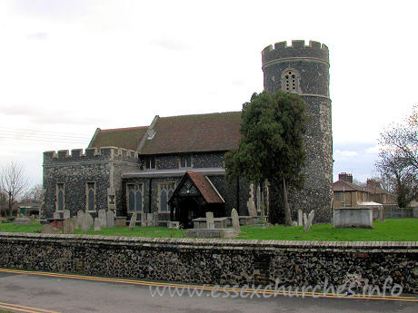 St Nicholas, South Ockendon Church – The two most striking features of this church are surely: the round tower - one of only six in Essex the cladding of 1866, in East Anglian black knapped flint.