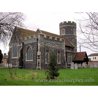 St Nicholas, South Ockendon Church – Exterior 6: The perpendicular N chancel chapel is C13, as is the round tower.