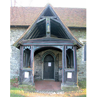 St Mary, Runwell Church – Miscellaneous 1: The N porch, seen here, has many interesting features. The most prominent, though, being the result of a rector in the 1930s, who was rather fond of painting.
