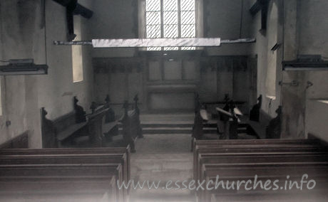 Dedication Unknown, Mashbury Church – Unfortunately, despite enquiring at Mashbury Hall, across the way, I was unable to obtain the key to the church. The following shots show the best I could manage through the dusty windows.