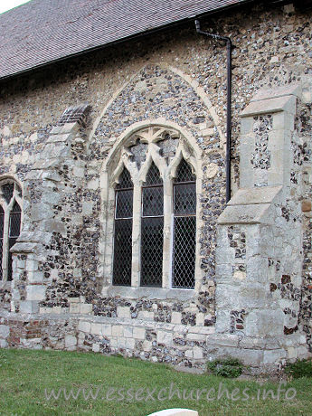 St Catherine, East Tilbury Church – A closer view of the blocked S arcade, now pierced with a decorated window.