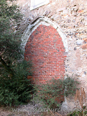 St Catherine, East Tilbury Church – The blocked W doorway, which would have lead into the church from the original tower.