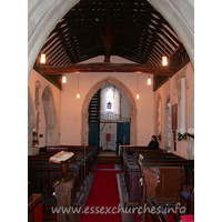 St Mary, Stifford Church – Interior 2: Looking W towards the tower. Notice Julie, my fiancée looking suitably occupied with something in the S aisle.