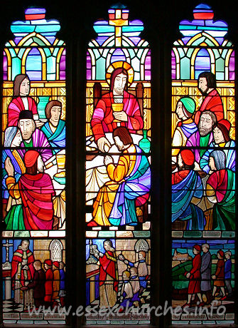 All Saints, Stock Harvard Church – A three-light window in the south wall.