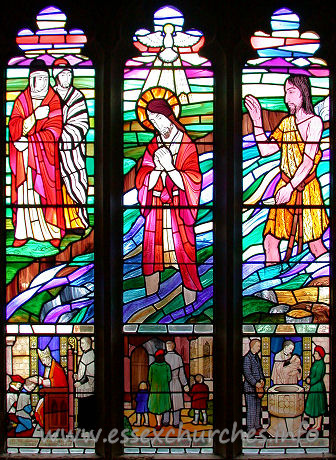 All Saints, Stock Harvard Church – A three-light window in the south wall.