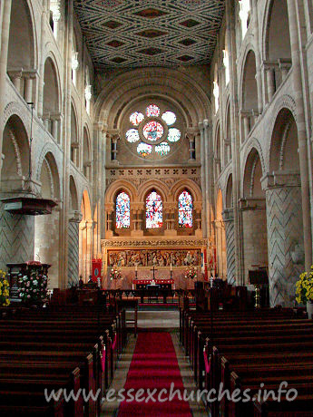 Holy Cross, Waltham Abbey Church – From Pevsner: "The interior is much more impressive. It has something of the sturdy force of Durham Cathedral, though neither its size nor its proportions."