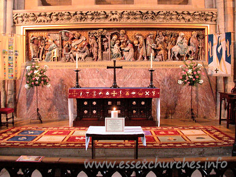 Holy Cross, Waltham Abbey Church – C14 reredos. Shortly after my visit to Holy Cross, this reredos was badly damaged by a man wielding two axes. See related news story.