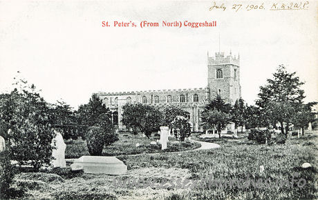 St Peter Ad Vincula, Coggeshall Church – Postcard of St Peter's from the 1900s.
