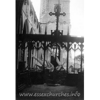 St Peter Ad Vincula, Coggeshall Church – Postcard 10: One of a series of 8 photos bought on eBay. Photographer unknown. "From the altar steps. Showing the ruined nave." - dated September 1940.