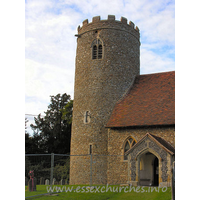 St Gregory & St George, Pentlow Church – Exterior 3: My visit to Pentlow was expedited by some news from Simon, of Suffolk Churches, that the tower had been struck by lightning.