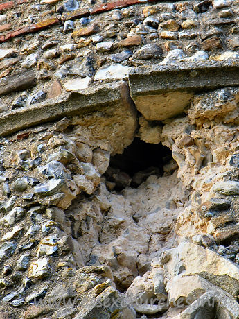 St Gregory & St George, Pentlow Church – The lightning damage.