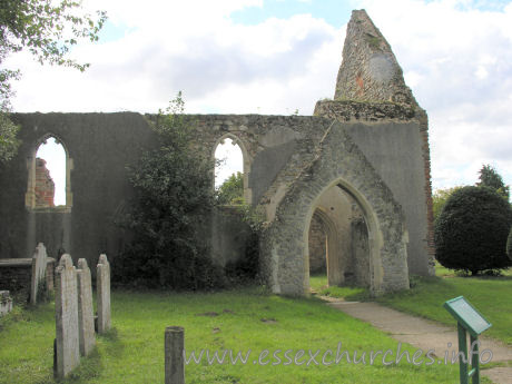 St Peter (Ruins), Alresford Church – The north side of the church, showing the north porch.