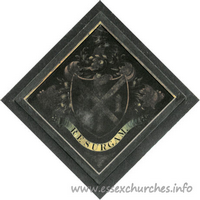 St Mary, Lawford Church – Hatchment 4: Probably for Thomas William Nunn, died 16 May 1888, aged 56. Details taken from Hatchments in Britain: 6, Edited by Peter Summers