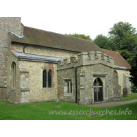 St Mary the Virgin, Henham Church – Exterior 3: This embattled S porch dates from C15.