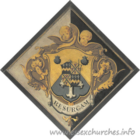 St Mary the Virgin, Henham Church – For Anne Charlotte Feake, who married Jonathan Cruse, and died post 1790. Details taken from Hatchments in Britain: 6, Edited by Peter Summers